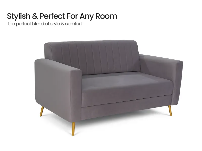 Tulip Upholstered 3 Seater Sofa in Grey Color With Rio Centre Table
